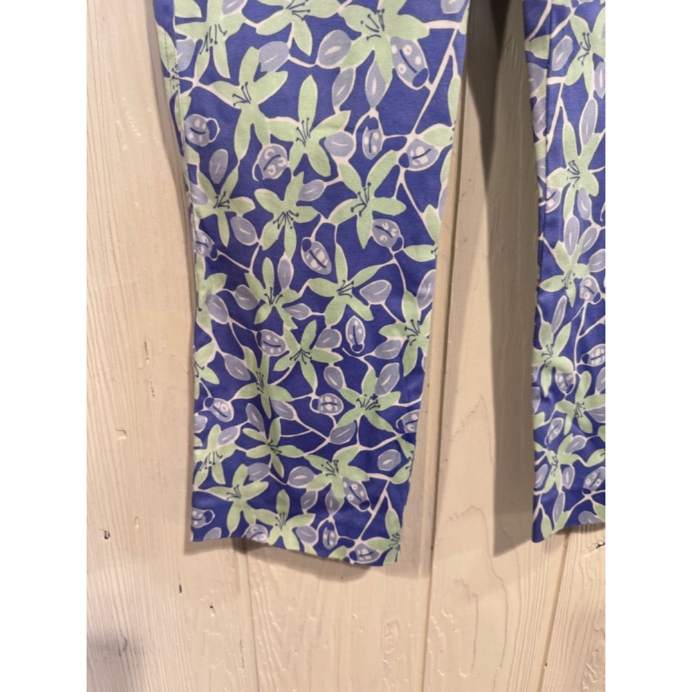 Lilly Pulitzer Floral Blue Green Ankle Pants Size 4 - Picture 2 of 10